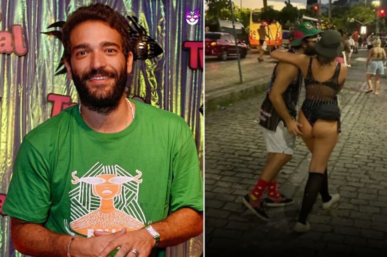 Humberto Carrão é visto beijando moça em bloco de rua no Rio