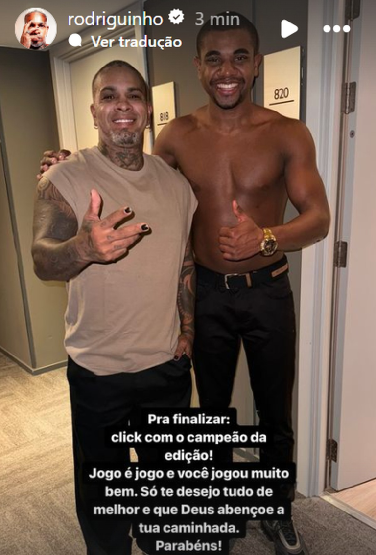 Rodriguinho publica foto com Davi e parabeniza: 'Jogou muito bem'