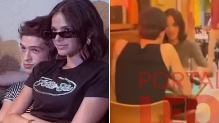 Tá rolando! João Guilherme e Bruna Marquezine trocam beijos em almoço romântico