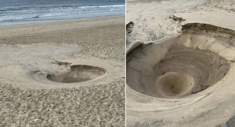 Buraco 'misterioso' intriga banhistas de praia na Austrália