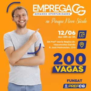 Com oferta de 200 vagas em diversas áreas e funções, Emprega CG no Seu Bairro chega ao Parque Novo Século