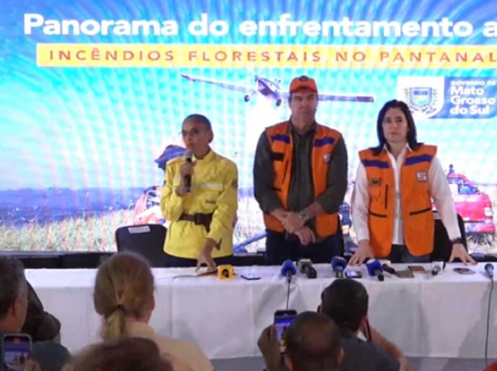 Em Corumbá, Marina diz que fogo no Pantanal é 'junção perversa de fatores' e elogia MS (vídeo)