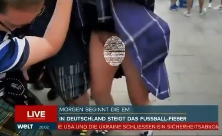 Eurocopa: torcedor levanta o kilt durante transmissão de TV e revela estar sem cueca