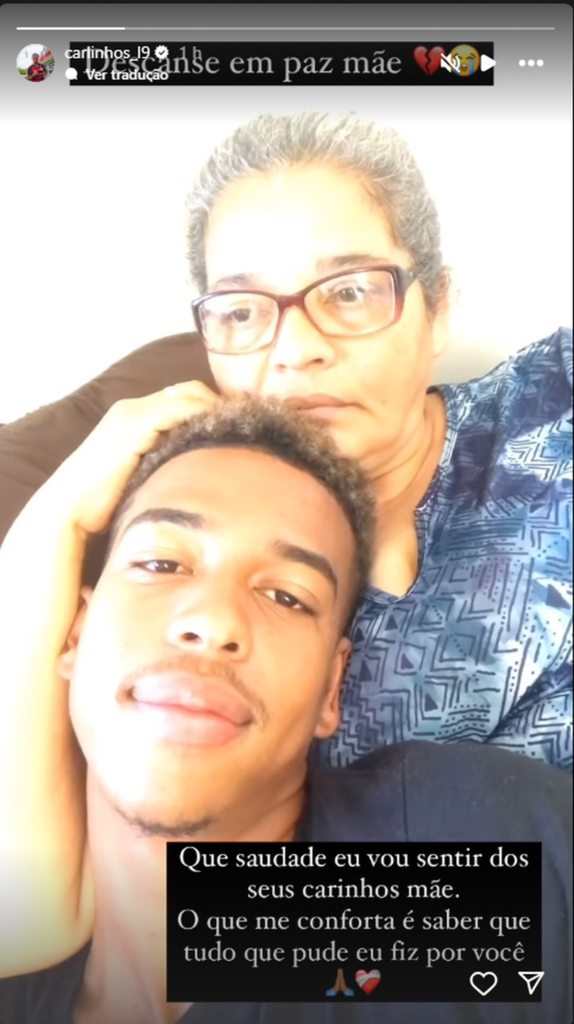 Morre Luzenilda, mãe do atacante Carlinhos, do Flamengo