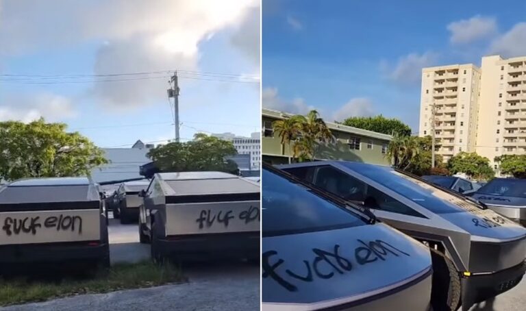 Vândalos picham 34 Cybertrucks estacionados na Flórida