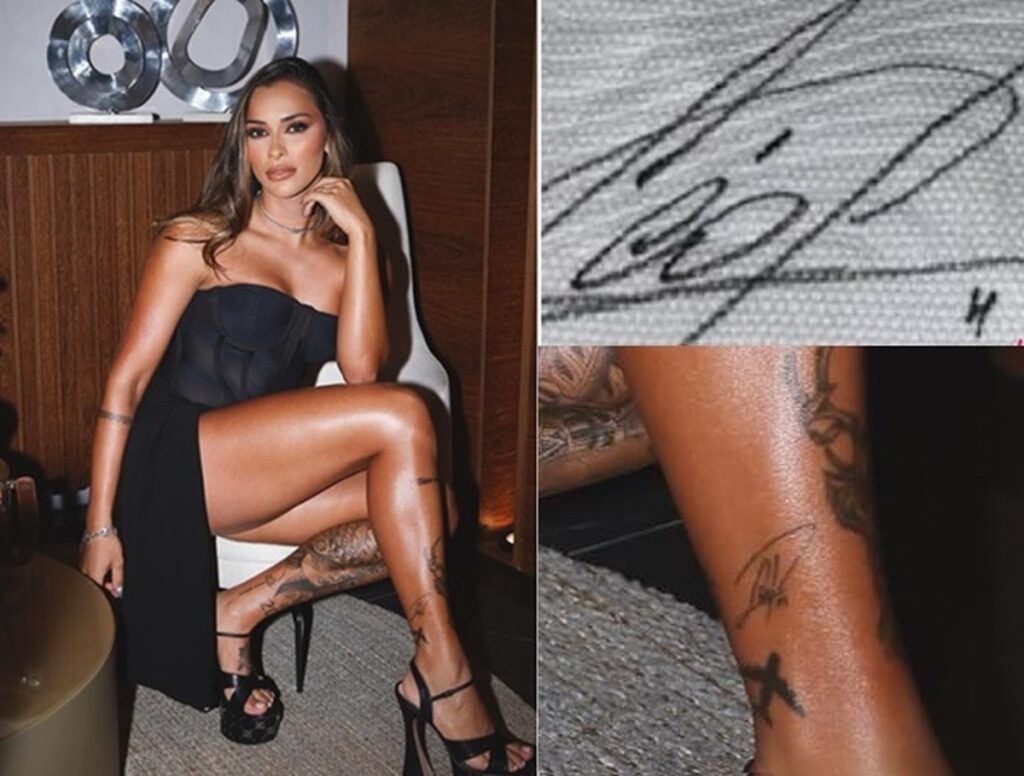 Agora mulher de Militão, Tainá Castro mantém tatuagem com nome do ex,
Léo Pereira