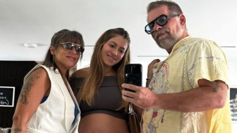 Vovô de primeira viagem, Leandro Hassum exibe barrigão da filha: "Melhor visita"