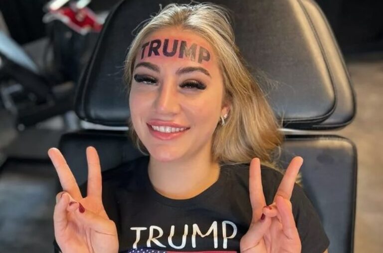 Mulher que pôs 'Trump' na testa pede ajuda financeira para remover a tatuagem