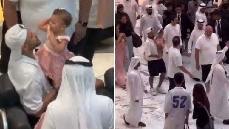 Neymar gera tumulto ao passear com a filha em shopping de Dubai; veja vídeo