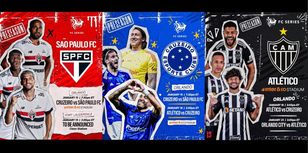 São Paulo, Cruzeiro e Atlético-MG disputarão a FC Series 2025 nos EUA