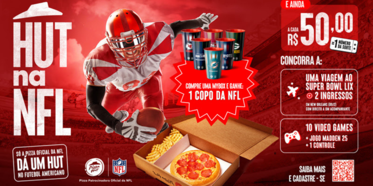 Pizza Hut renova parceria com NFL e lança promoção para levar fã ao Super Bowl LIX