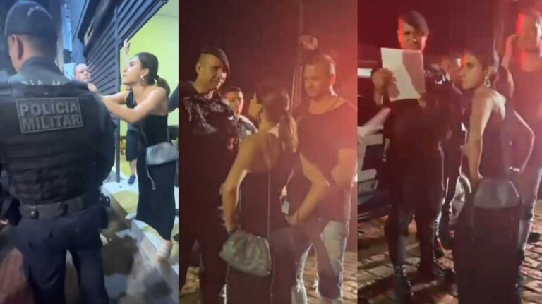 Populares filmam confusão entre Camila Jara e PMs por bares no Centro (Vídeo)