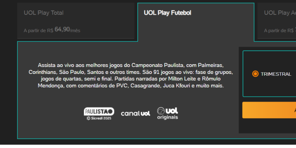Sem contrato, UOL usa nomes de Milton Leite e Rômulo Mendonça em propaganda de streaming do Paulistão