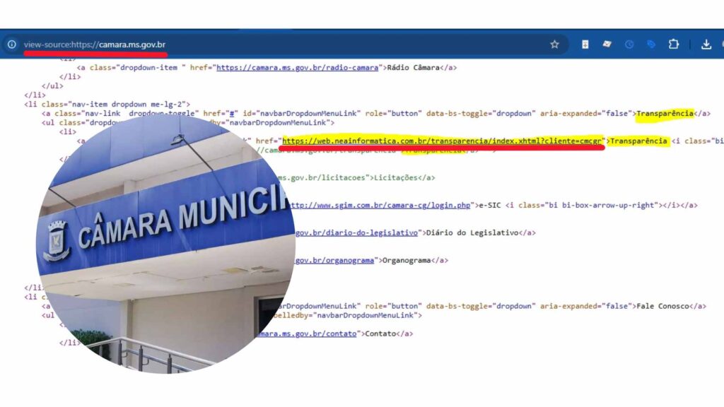 Fora do ar: transparência da Câmara de Campo Grande aponta para site de empresa sem contrato