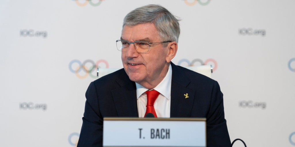 Thomas Bach, atual presidente do COI, em entrevista coletiva - Greg Martin / COI