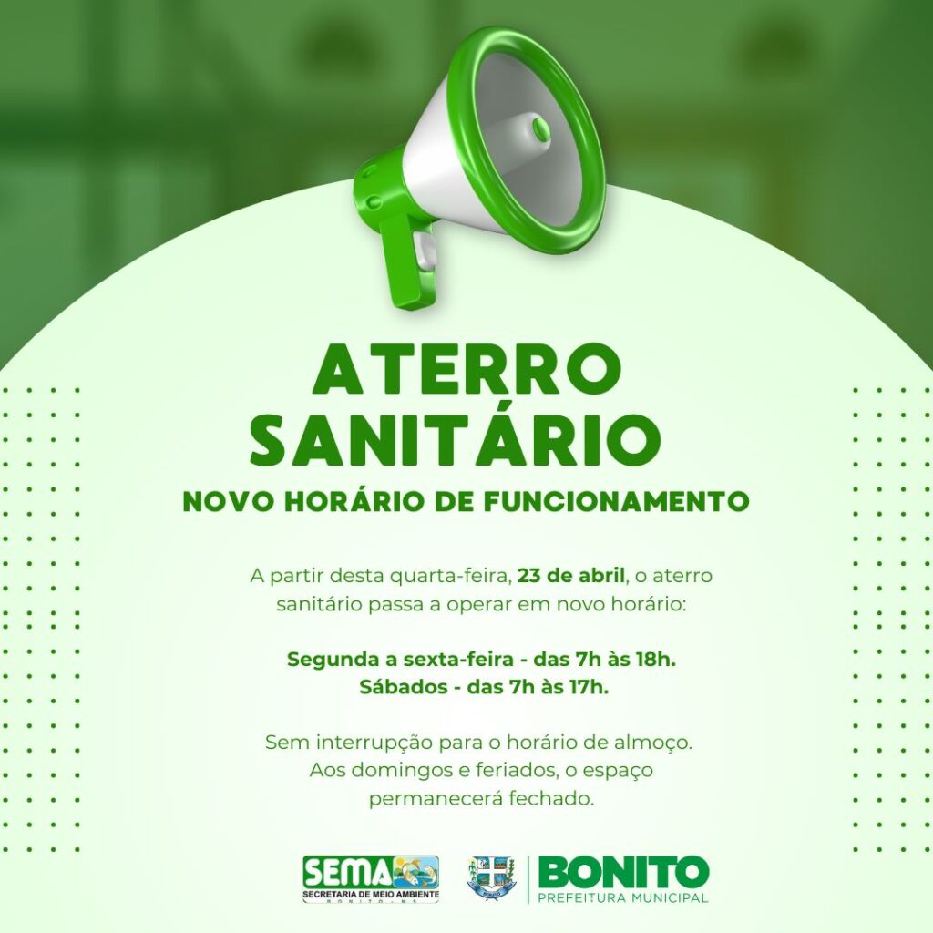 Aterro Sanitário tem novo horário de funcionamento a partir desta quarta-feira (23)