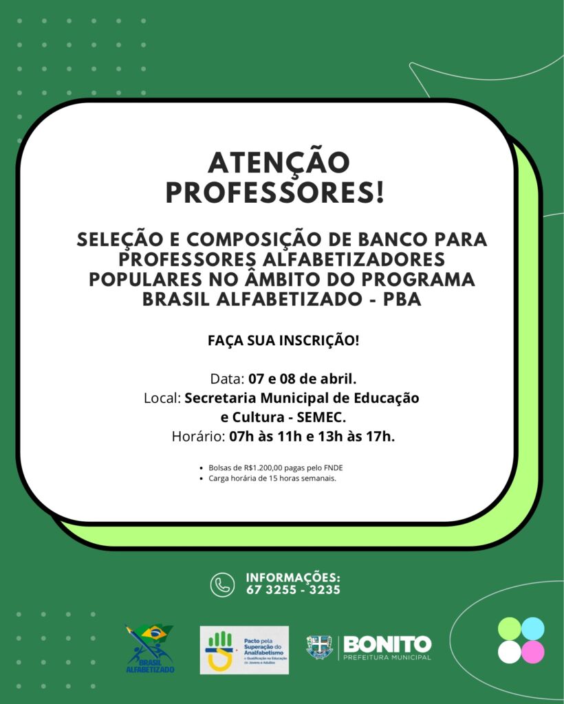 SEMEC abre chamada pública para seleção de alfabetizadores voluntários
