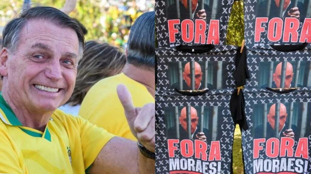 Bolsonaro participa de ato pela anistia e camiseta 'Moraes na Cadeia' custa R$ 50